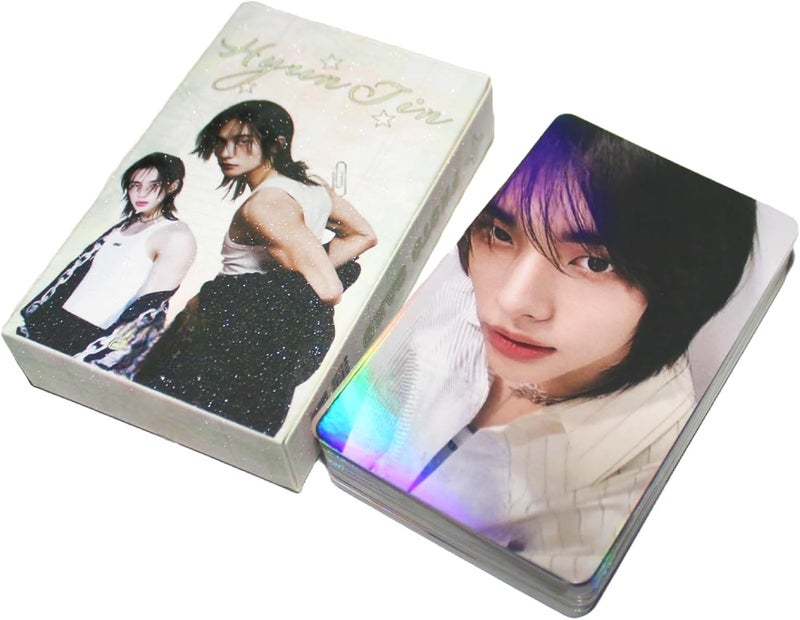 PYAJUU Stray Kids Laser Photocard 50pcs Stray Kids Album Photocard KPOP Straykids GIANT Photo Cards HOP Album Card Gift for Fans FELIX Photo Cards Bangchan Greeting Card HYUNJIN Postcard (Hyunjin) - Image 2